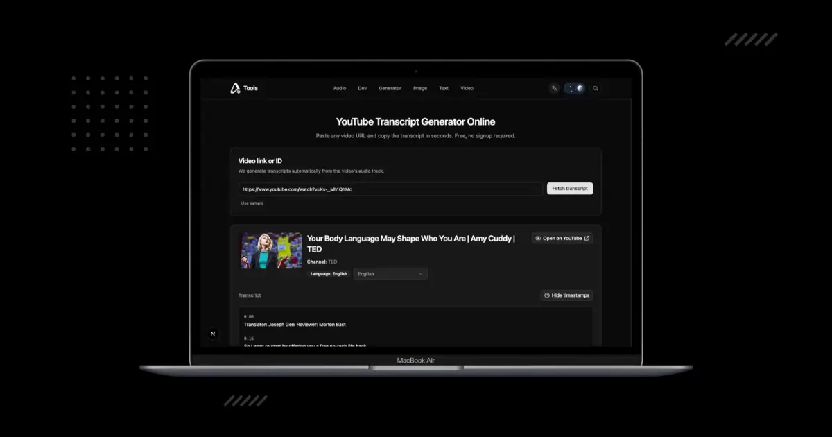 YouTube Transcript Generator Online Gratis - Ekstrak & Unduh